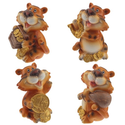Фигурка декоративная "Тигр", L5,5 W5 H8 см, 4в. - фото 375895