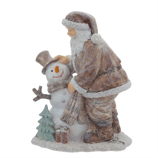 Фигурка декоративная "Дед Мороз со снеговиком", L15 W8 H18,5 см - фото 376993