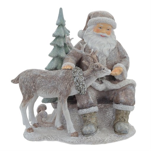 Фигурка декоративная "Дед Мороз с оленем", L18,5 W12,5 H17 см - фото 377009