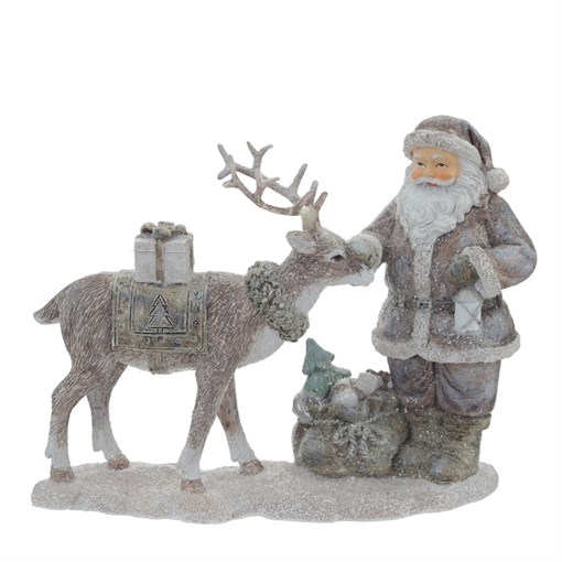 Фигурка декоративная "Дед Мороз с оленем", L18,5 W6,5 H15 см - фото 377011