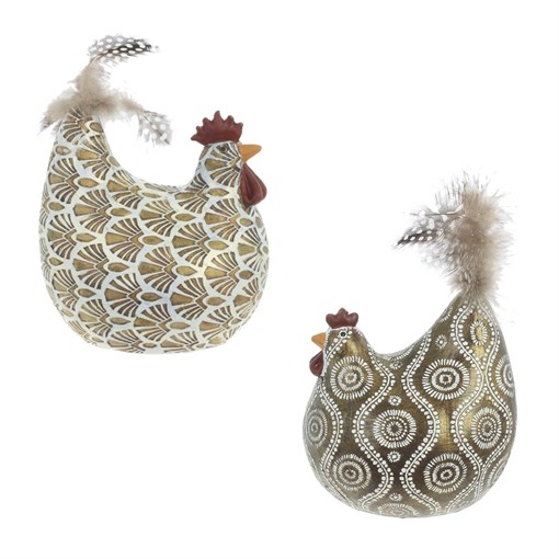 Фигурка декоративная "Курица/Петух", L11,5 W9 H14 см, 2в. - фото 379579
