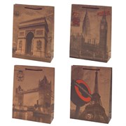 Пакет подарочный (бумага, плотность 180г/м2, блок 12шт), L18,5 W7,5 H24,5 см, 4в.
