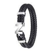 Браслет ZIPPO Steel Braided Leather Bracelet, чёрный, натуральная плетёная кожа/сталь, 22 см