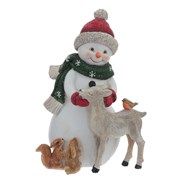 Фигурка декоративная "Снеговик с оленем", L12 W9,5 H16,5 см