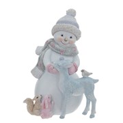 Фигурка декоративная "Снеговик с оленем", L12 W9,5 H16,5 см
