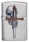 Зажигалка ZIPPO Sword Skull Desig с покрытием Brushed Chrome, латунь/сталь, серебристая, 38x13x57 мм - фото 357144