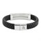 Браслет ZIPPO Steel Bar Braided Leather Bracelet, чёрный, натуральная кожа/нержавеющая сталь, 20 см - фото 357207